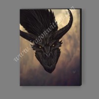 Dragón Negro Impreso en Lienzo