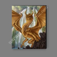 Dragón Dorado Impreso en Lienzo