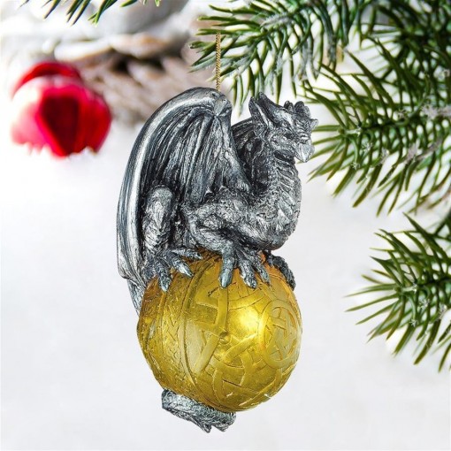 Golden Orb Dragon Ornament