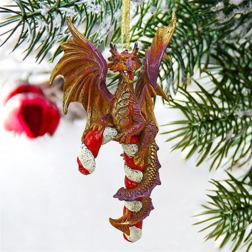 Candy Cane Dragon Ornament